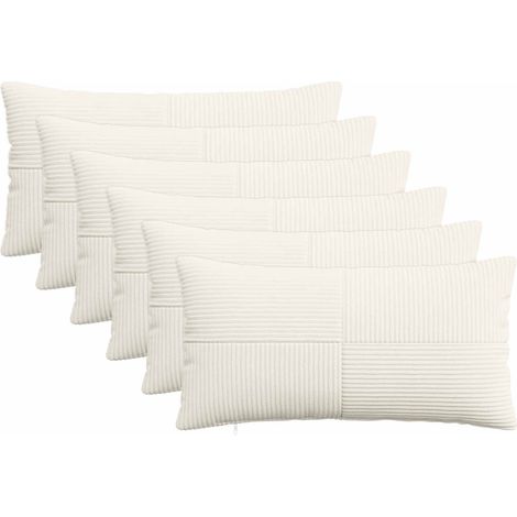 vidaXL Funda de almohada 6 pcs ALMELO Crema 40 x 70 cm pana (1/5)