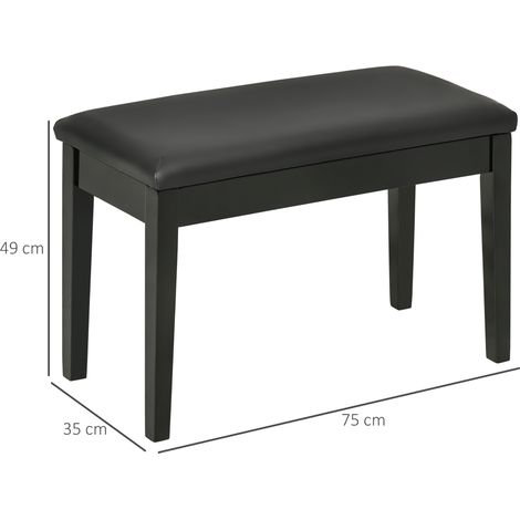 Banc de piano réglable en hauteur, siège à coussin similicuir noir avec coffre de rangement, dimensions 75 x 35 x 49 cm, parfait pour clavier et pianistes. (1/5)
