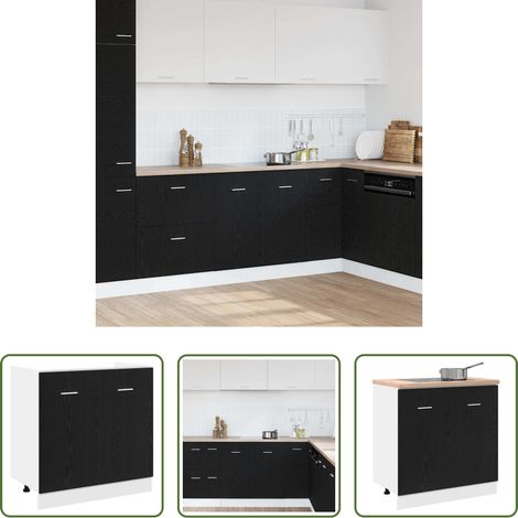 vidaXL Bois ingénieré - Meuble Bas d'Évier Chêne Noir 80x46x81,5 cm Bois Ingénieré (1/5)