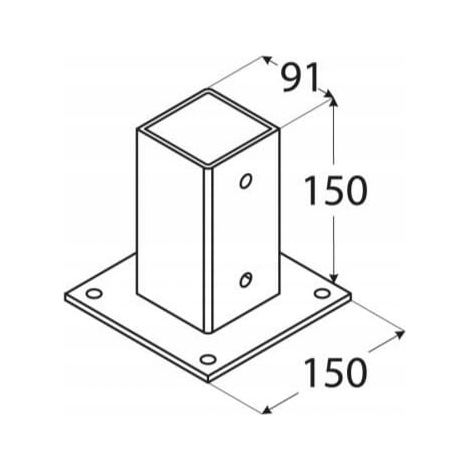 Support de poteau vissé dans du béton galvanisé 91x150x2mm