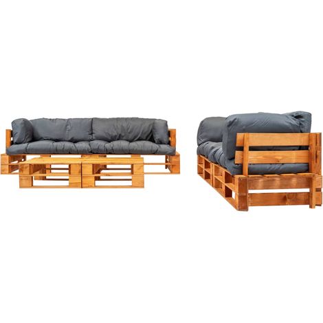 Maison Exclusive - 6-tlg. Garten-Lounge-Set aus Paletten mit Grau (1/5)