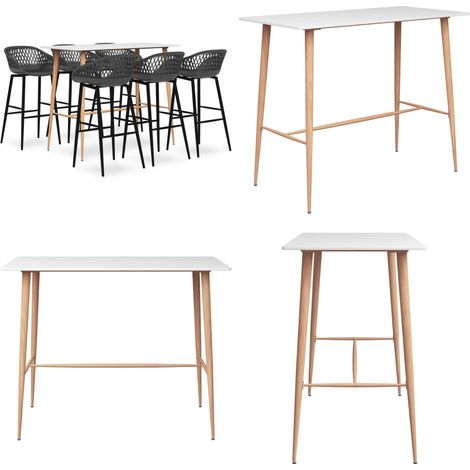 7-tlg. Bar-Set Weiß und Grau - Essbereich - Bar Set - Bartisch - Barhocker - Wohnzimmer Dekoration - Home & Living (1/5)