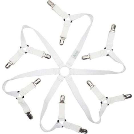 Cadre de drap-housse réglable à 6 côtés, attaches pour draps, compatible avec tous les matelas ronds et carrés (blanc 3 positions) (1/4)