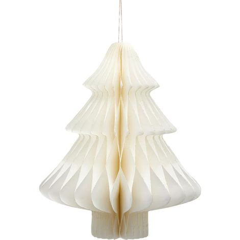 Alberello di Natale colore bianco in carta , decorazione natalizia da 22 cm