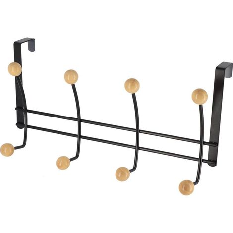 Kleiderhaken aus metall mit 8 haken - schwarz holz - Tendance