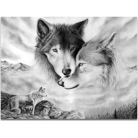 Rahmenloses Leinwandbild mit Wolfsmotiv – Moderne Wanddekoration für Wohnzimmer, Schlafzimmer oder Restaurant (40x60cm oder 30x40cm, wasserfeste Leinwand)