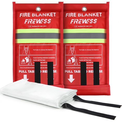 Lot de 2 Couverture Anti Feu Incendie, 100 100 cm Couverture Ignifuge pour Sécurité à Maison, Protection Ignifuge et Isolation Thermique en Fibre de Verre (1/5)