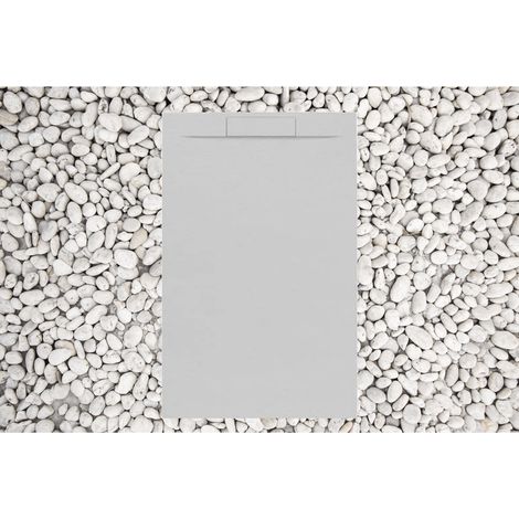 Piatto Doccia 80X120 cm Grigio Perla Vulcano Line PLUS In Resina e Polvere Di Marmo Con Griglia Laterale IN MARMORESINA - FRASCIO
