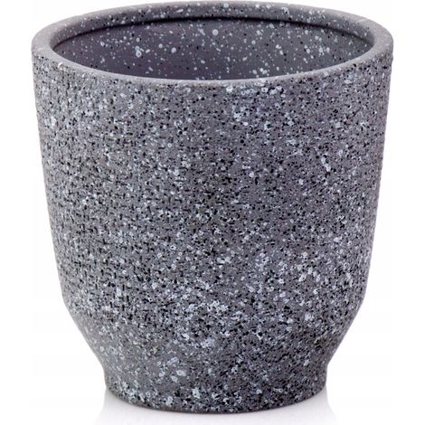 Pot de fleurs en céramique, gris vintage, texture grès, 14 cm, 1 pièce.