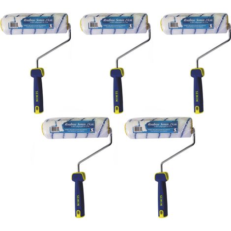 Semin – Lot de 5 rouleaux pour application d'enduit 23 cm – Fibres polypropylène 12 mm – Application rapide et simple – Pour chantiers humides (1/5)