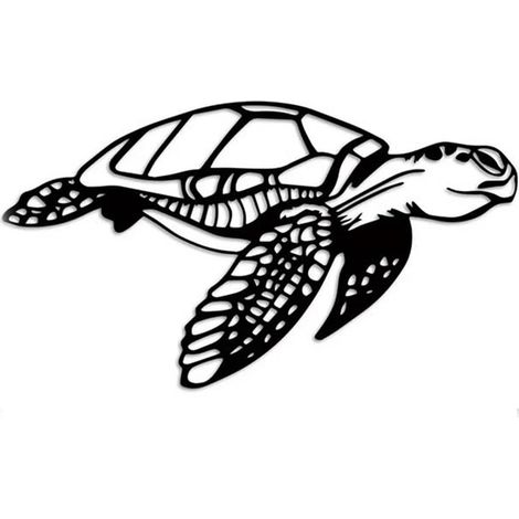 Tortue De Mer En Métal - Décoration Murale Thème Plage - Ornement Intérieur Pour Salon Chambre Ou Bureau - 1 Pièce (1/5)