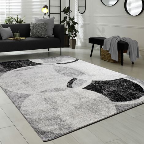 Paco Home Alfombra De Diseño Para Sala De Estar Con Grabado De Círculos Gris Crema 60x100 cm (1/5)
