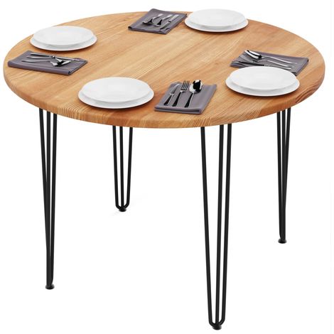 Esstisch rund 100 cm Stärke: 28mm, Farbe: Dunkel, Beine: Schwarz (1/5)