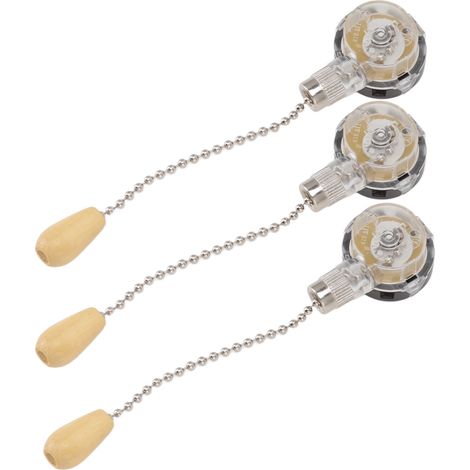 Interrupteur à chaînette 3 pièces pour ventilateur de plafond, en acier inoxydable, pièce de rechange, 250 V/125 V, chromé. (1/5)