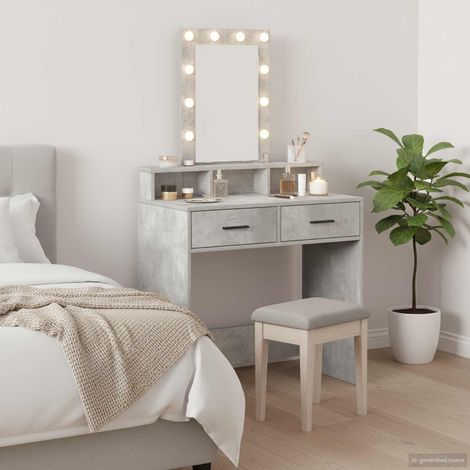 Schminktisch mit Schubladen Grau 79 x 41 x 140 cm Holzwerkstoff