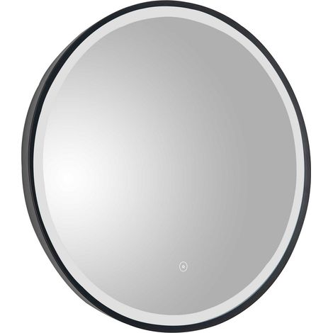 JTP Vos Bathroom Mirror 600mm Diameter With Light - Matt Black (1/2)