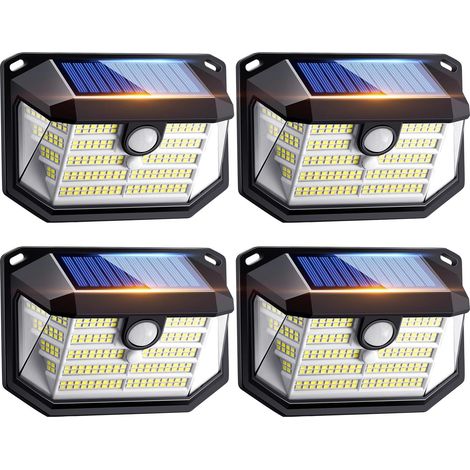 Lampe Solaire Exterieur, [230LED+2000LM+270°] Lumiere Solaire Exterieur, 3 Modes Lampe Solaire Exterieur Detecteur de Mouvement Exterieur,2200mAh IP65 Spot Solaire Exterieur Projecteur Led Extérieur
