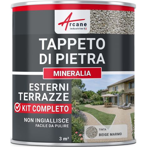 Kit Tappeto di Pietra per Esterni - Terrazza & Vialetti (Granuli di Marmo + Resina PU UV): MINERALIA - 3 m² Beige Marmo - ARCANE INDUSTRIES