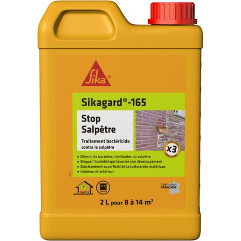 Stop salpêtre Sikagard-165 2L – Traitement hydrofuge pour béton et plâtre – Action bactéricides contre salpêtre – Application facile par pulvérisation