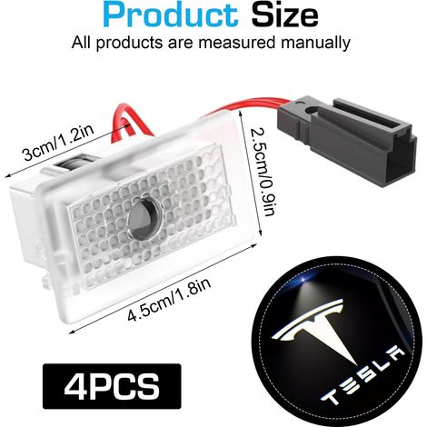 4 pezzi di luce di proiezione a LED per portiera auto per Tesla Model 3 Model Y Model S Model X Accessori con logo Tesla (1/4)