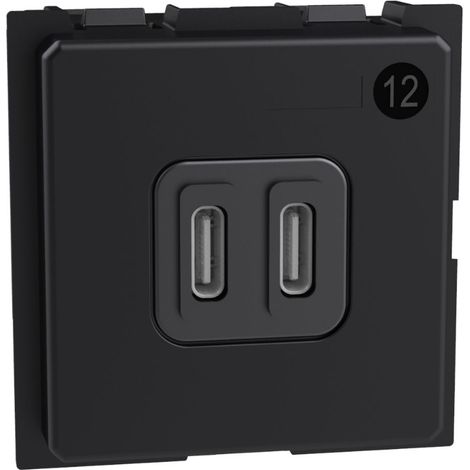Bticino living now tomas usb-c 2x30w 2 módulos negro - k4293cc