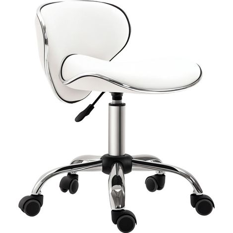 Confort longue durée tabouret de travail à roulettes, hauteur réglable 44-56 cm, pivotant 360° avec dossier (1/5)