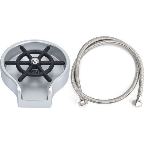 Rinçage de verre d'évier de cuisine, nettoyeur de tasse automatique à haute pression avec tuyau pour usage domestique et Commercial (argent noir)