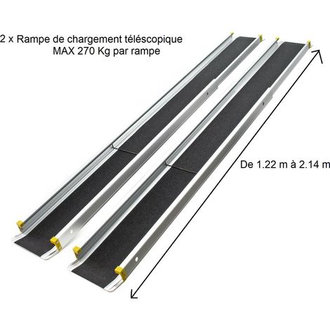 2 x Rampe de chargement téléscopique en alu Max 270 kg - moto, quad