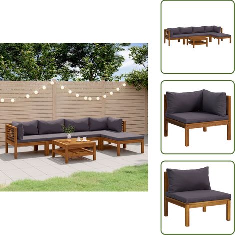 Cojines extraíbles - vidaXL Muebles de jardín 6 pzas cojines madera maciza de acacia - Muebles de jardín macizo