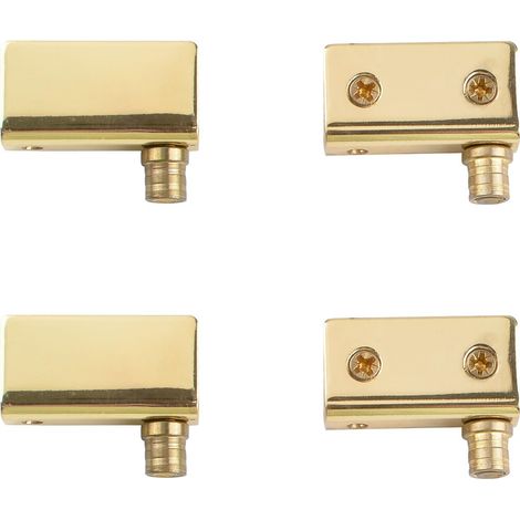 Charnière pivot, kit de remplacement de charnières à pince réglable pour porte en verre sans cadre, 4 pièces, charnières pivotantes dorées pour porte de placard en verre avec pince de serrage (1/5)