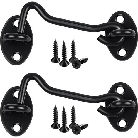 2er-Set 100 mm Ösenhaken und -verschlüsse aus schwarzem Edelstahl für Schiebetüren für Gartenhäuser (1/5)
