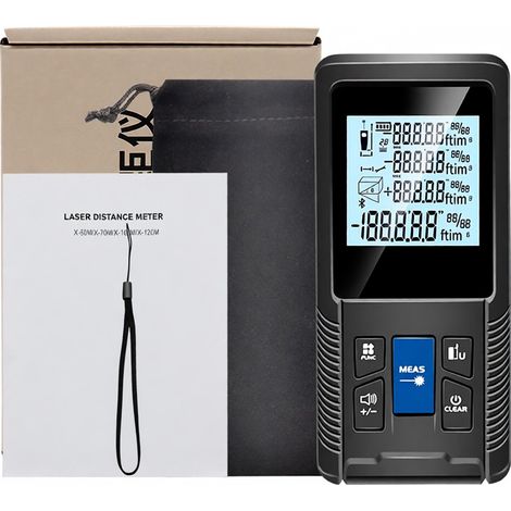 Intelligenter digitaler Entfernungsmesser mit kontinuierlicher Volumendistanzmessung, Flächenberechnung und Anwendung des Satzes des Pythagoras, einstellbaren Funktionen, wasserdicht nach IP54