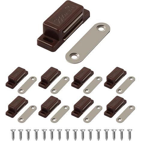 Powerful magnetic catch – holding force 4kg – pack of 10 – brown – door magnet – magnetic catch – cupboard magnet – cupboard door magnet (1/5)