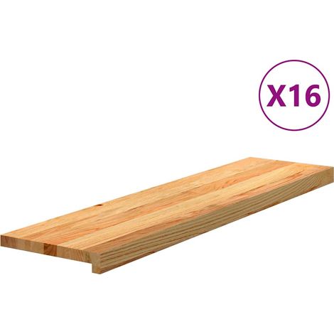 Treppenstufen 16 Stk. Hellbraun 100x25x2 cm Massivholz Eiche