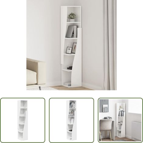 Rangement - Meuble d'angle Blanc brillant 27,5x27x140cm Bois d'ingénierie (1/5)
