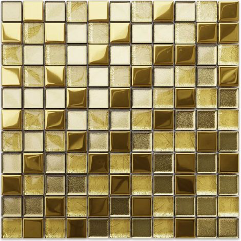 Mosaico di vetro su rete per bagno o cucina 30cm x 30cm - Crushed  Giza (1/3)
