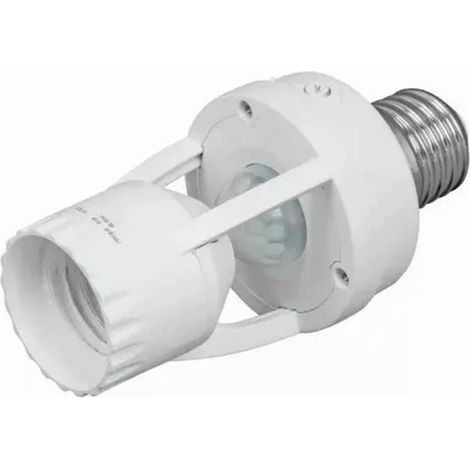 Douille E27 pour lampe à détecteur de mouvement infrarouge, 100-240 V, temporisation de 10 à 300 secondes, portée de détection de 6 m, adaptateur pour douille.