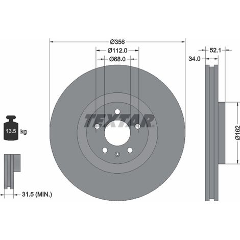 Lot de 2 Disques de frein Textar 92238205 AUDI 4G0615301A 4G0615301K 4G0615301T