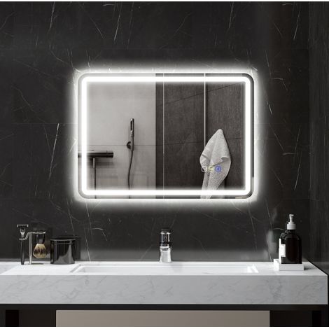Miroir de salle de bains LED 50 x 70 cm Bluetooth, tactile, mémoire, antibuée HAVRYA (1/3)