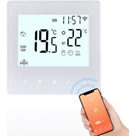 Tuya 3A Smart WiFi Thermostat, Programmable Digital LCD Display, Underfloor Heating Temperature Controller, Smart Digital Wall Thermostat for Water Heating (1/5)