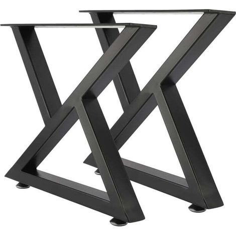 Set di 2 gambe per tavolo in metallo nero – Altezza 40 cm – Gambe in ferro in stile industriale per tavoli da pranzo, tavolini da caffè e tavoli alti – Montaggio rapido (1/4)