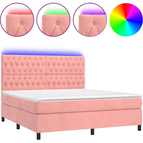 Maison Exclusive - Letto a Molle con Materasso e LED Rosa 180x200 cm in Velluto