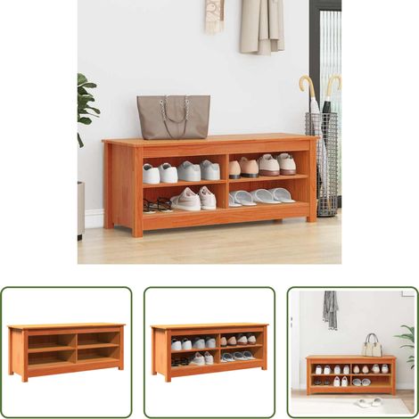 vidaXL Banc en pin - Banc de rangement Brun cire 110 x 38 x 45,5 cm Pin massif (1/5)