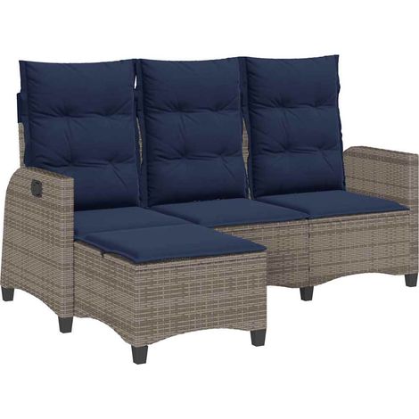 Maison Exclusive - Gartensofa mit Liegefunktion Kissen L-Form Gra