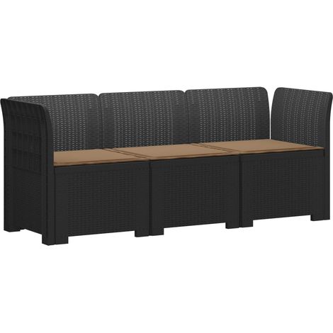 3-Seater Garden Sofa with Cushions Rattan Look PP Anthracite vidaXL (1/5)