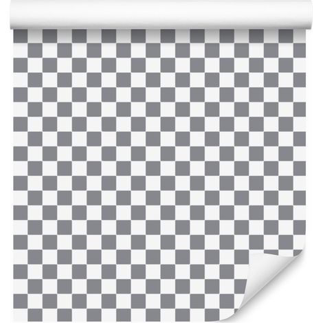 Papier peint à damier gris clair et gris 50x1000 cm (1/5)