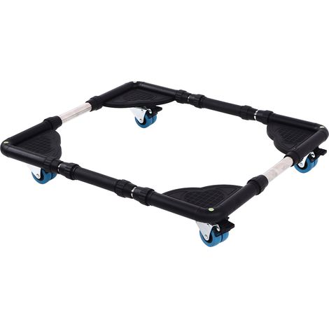 Chariot mobile réglable pour meuble, support de machine à laver, diable robuste de déménagement, noir (1/5)