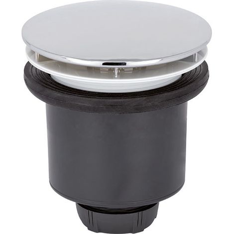Wirquin – Bonde de douche TOURBILLON Ø90 – Dôme ABS chromé – Sortie verticale – Garde d'eau 50 mm – Installation simple par compression ou collage