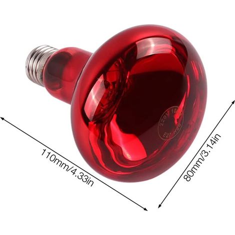 Lampe Chauffante Reptile 100w, 2 Pièces Ampoules Chauffantes pour Reptiles, Support Lampe Infrarouge, Lampe Chauffante e27, Lampe Infrarouge Poussin pour Reptiles Tortues Serpents Amphibiens (1/4)