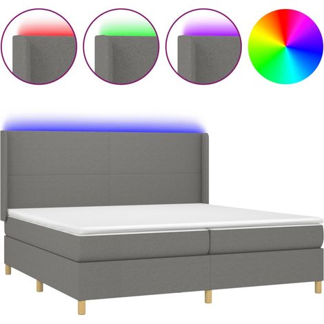 Maison Exclusive - Sommier à lattes de lit matelas LED Gris foncé 200x200 cm Tissu (1/5)